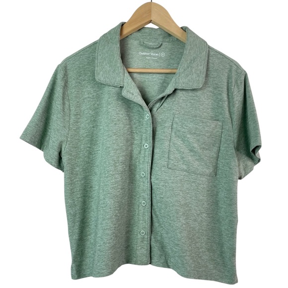 Outdoor Voices 2023 CloudKnit Recover Shortsleeve Button Front Top Size Medium - Picture 2 of 16